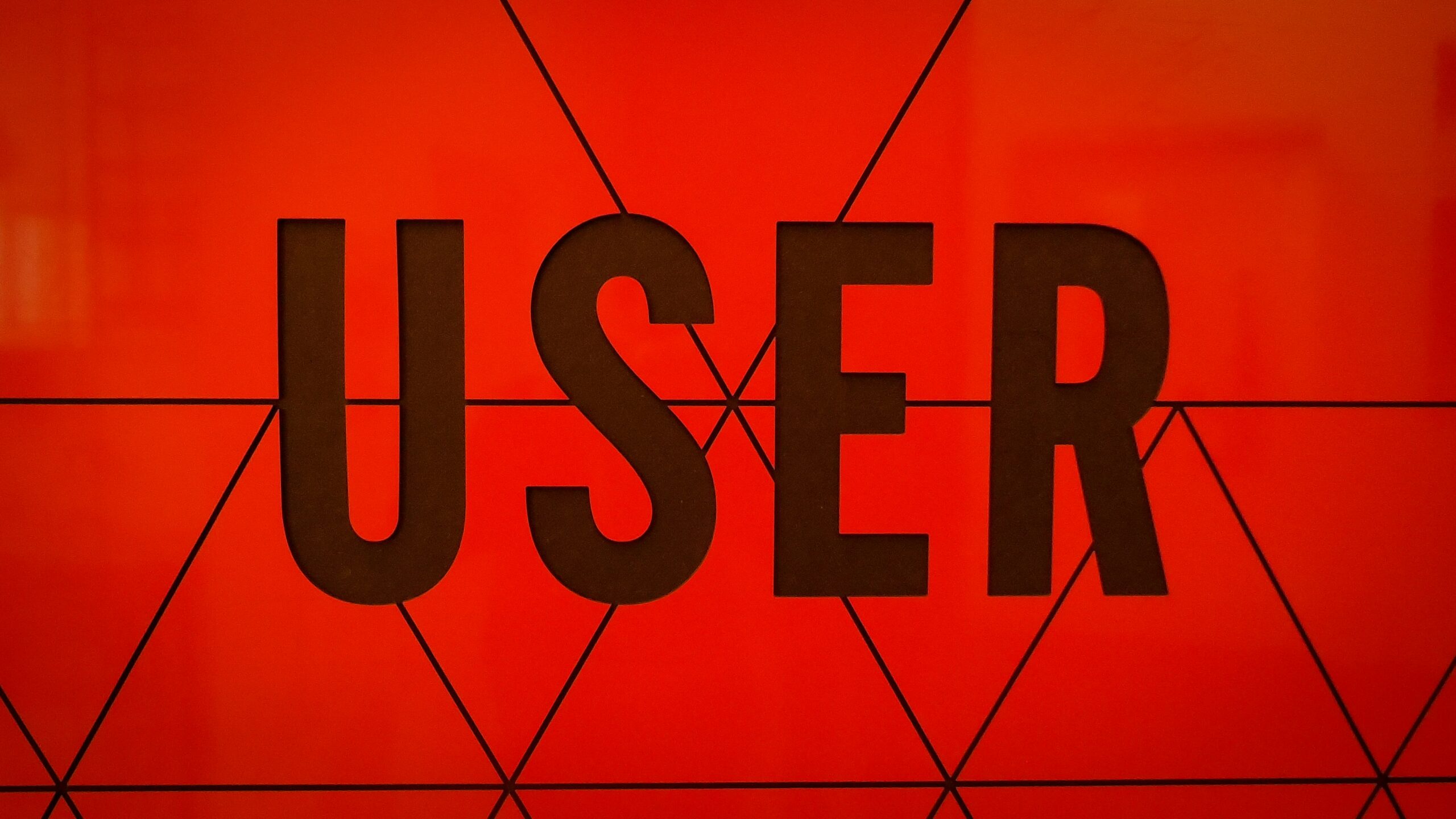 a close up of the word user on a wall